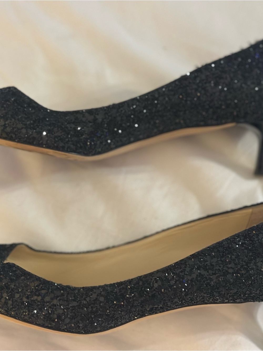 Jimmy Choo Black Glitter Pointed Pumps - Picture 6 of 10